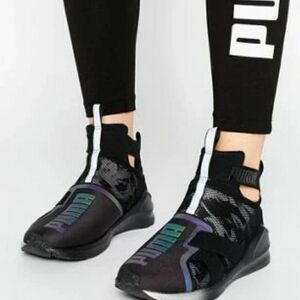 Puma Black Oilspill Reflective Sock Sneakers / Trainers - Rhianna Fenty Era Hype